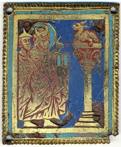Tavla med Moses, Aron och den bruna ormen, tysk, ca. 1200. av Unbekannt