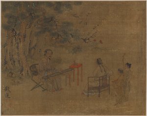 Spelar citer under tallar, möjligen Ming-dynastin, 1368-1644. av Unbekannt