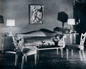 Möbler i plexiglas i 1940-talsinredning, 1941 av Unbekannt