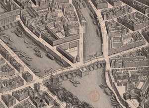 Pont Neuf. Karta över Paris, sa Turgot, 1739. av Unbekannt