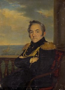 Porträtt av amiral Mikhail Lazarev 1788-1851, mitten av 1800-talet av Unbekannt