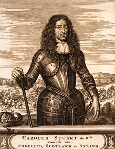 Porträtt av Karl II av England 1630-1685 Från: Krigsscenen, 1675. av Unbekannt