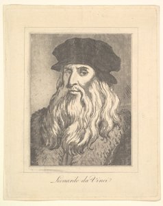 Porträtt av Leonardo da Vinci från Characaturas av Leonardo da Vinci, från Ritningar av Wi..., 1786. av Unbekannt