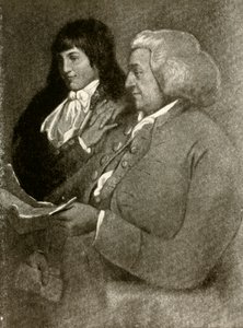 Porträtt av Samuel Shoemaker, i bobwig, och hans son, 1789, 1937. av Unbekannt