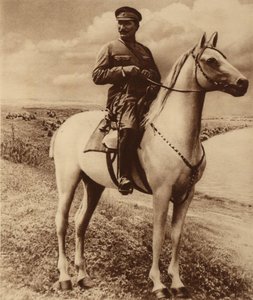 Porträtt av Semyon Mikhailovich Budyonny 1883-1973. av Unbekannt