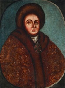 Porträtt av tsarina Evdokia Fedorovna Lopukhina 1669-1731, te vife av tsar Peter I av Ryssland av Unbekannt