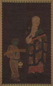 Porträtt av Xuanzang Genjo med skötare, 1300-talet. av Unbekannt