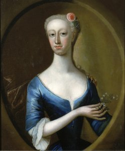 Porträtt av en dam, ca. 1740. av Unbekannt
