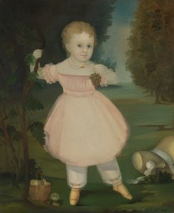 Porträtt av en liten flicka som plockar druvor, 1840-50.