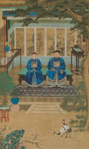 Porträtt av en kejserlig censor och hans hustru, sent 1700-tidigt 1800-tal. av Unbekannt