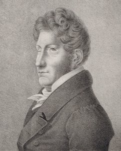 Porträtt av kompositören Friedrich Kuhlau 1786-1832. av Unbekannt