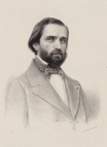 Porträtt av kompositören Giuseppe Verdi 1813-1901, ca. 1850. av Unbekannt