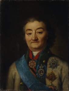 Porträtt av överbefälhavaren för flottan greve Alexey Grigoryevich Orlov av Chesma 17371808, sent 1700-tal. av Unbekannt