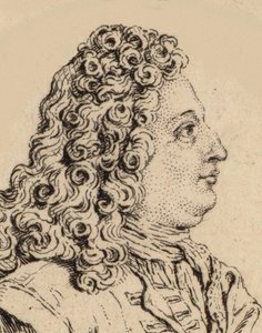 Porträtt av kompositören Marin Marais 1656-1728. av Unbekannt