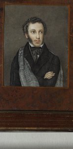 Porträtt av poeten Alexander Sergeyevich Pushkin 1799-1837, första kvartalet av 1800-talet. av Unbekannt