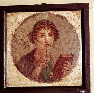 Porträttmålning av Sappho, Pompeji, Italien av Unbekannt