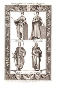 Porträtt och klänningar av Kings of England med vapensköldar, 1784 av Unbekannt