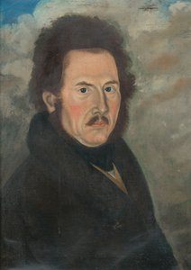 Porträtt av en man med mustasch av Unbekannt