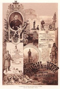 Affisch för operan Ett liv för tsaren av M. Glinka, 1892 av Unbekannt