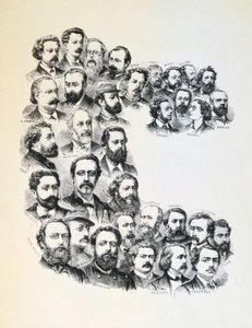 Affisch med porträtt av kommunarderna, Paris kommun, 1871. av Unbekannt