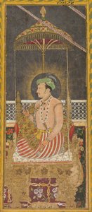 Postumt porträtt av kejsar Jahangir under en baldakin, ca. 1650. av Unbekannt