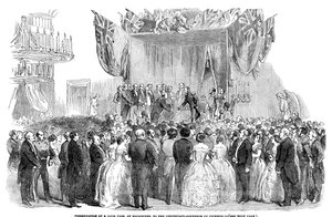 Presentation av en guldvas i Melbourne för Victorias löjtnantguvernör, 1854 av Unbekannt