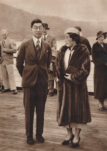 Prins och prinsessa Chichibu anländer till Queen Mary den 12 april 1937 av Unbekannt