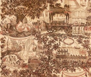 Tryckt linnepanel som föreställer Lord Viscount Nelsons begravningståg, 1806 av Unbekannt
