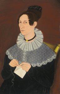 Förmodligen Sarah Cook Arnold Knitting, ca. 1830. av Unbekannt