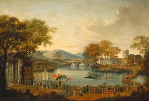Procession vid en sjö, 1800-talet. av Unbekannt