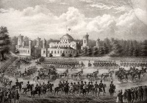 Procession av tsar Nicholas I in i Dormition-katedralen från Petrovsky-palatset under hans kröning 1825, 1826 av Unbekannt