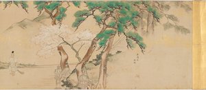 Procession av en kejserlig budbärare till Iwashimizu-helgedomen, Edo-perioden, sent 1700-1800-tal. av Unbekannt