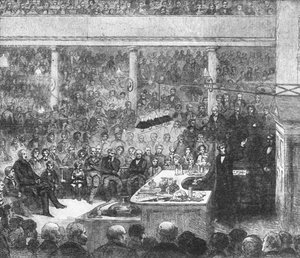 Professor Faraday föreläser vid Kungliga Institutet...1856, 1901. av Unbekannt
