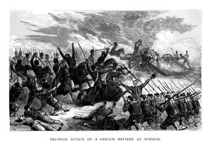 Preussisk attack mot ett franskt batteri i Woerth, 1793, 1875 av Unbekannt