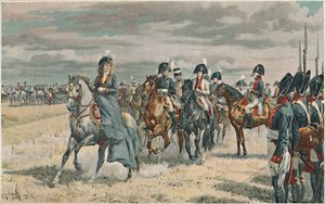 Drottning Louisa granskar den preussiska armén, 1896 av Unbekannt