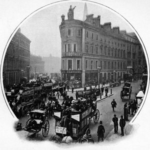 Queen Victoria Street korsning med Cannon Street, City of London, c1903 1903 av Unbekannt