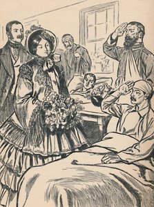 Drottning Victoria besöker sina sårade soldater, c1907 av Unbekannt