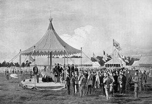 Drottning Victoria avlossade det första skottet vid Wimbledon, juli 1860, c1920 av Unbekannt
