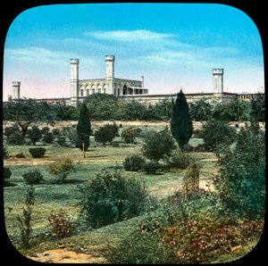 Järnvägsstation, från Queens Garden, Delhi, Indien, sent 1800- eller tidigt 1900-tal av Unbekannt