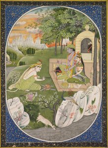 Rama, Sita och Lakshmana i skogen, sida från Ramayana Tales of God Rama, ca. 1830. av Unbekannt