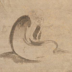 Läser en Sutra av Moonlight, ca. 1332. av Unbekannt