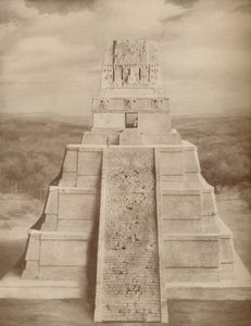 Rekonstruerad modell av en magnifik Maya-tempelpyramid i Tikal, c1935 av Unbekannt