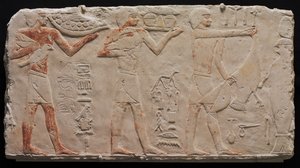 Relief av tre offerbärare, c. 2311-2281 f.Kr. av Unbekannt