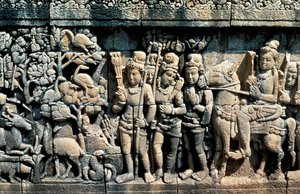Relief som visar scen från en sutra, Barabudur, Java, c750-850 av Unbekannt