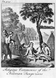 Nisovian Tunguzians religiösa ceremonier, c1748 av Unbekannt