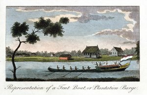 Representation av en tältbåt eller plantagepråm, 1813 av Unbekannt