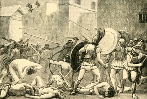 Avvisning av Pyrrhus från Sparta, 1890. av Unbekannt