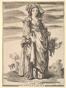 Omvänd kopia av Neapolitaine, från Recueil de diverse utländska figurer Invented..., 1700-talet. av Unbekannt