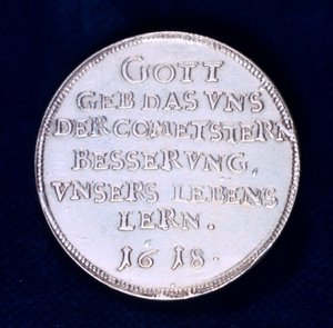 Baksidan av en medalj till minne av den briljanta kometen från november 1618 av Unbekannt