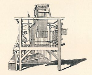 Bandvävare vid sin vävstol, 1747, 1904 av Unbekannt